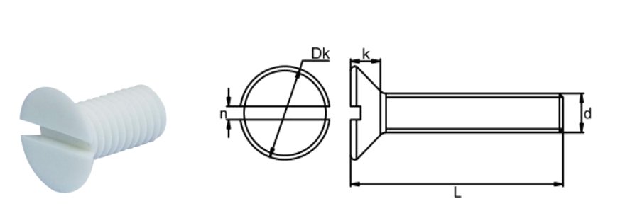Ptfe Slotted Counter Sunk Head Screw 1